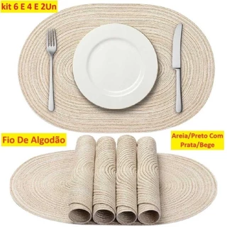 Jogo Americano Fio De Algodão Oval Para Mesa De Jantar Utilidade Descanso Para Pratos Cozinha em Oferta na Shopee