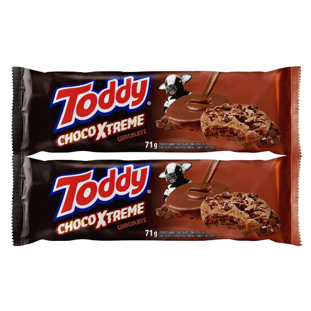 Kit 2 Cookies Toddy ChocoXTreme Sabor Chocolate com Gotas de Chocolate ...