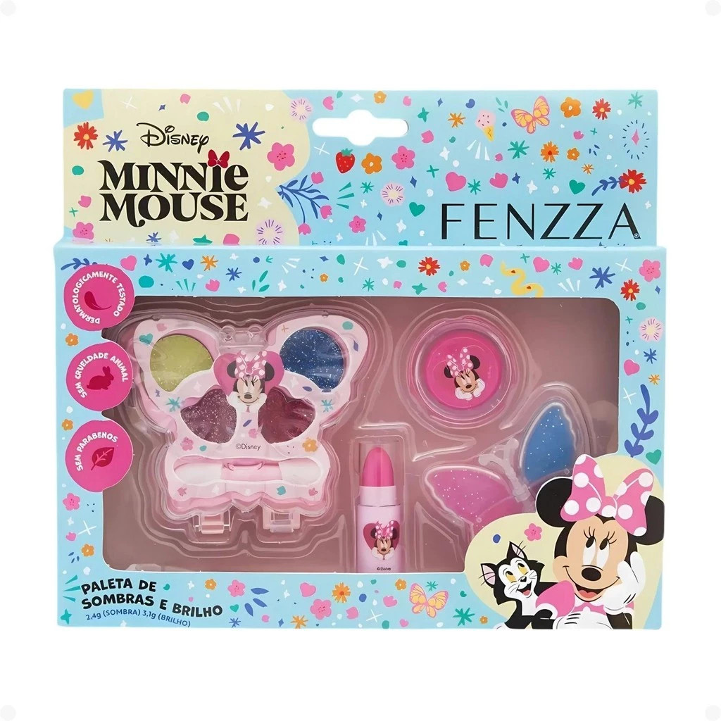 Kit Maquiagem Infantil Batom Espelho Acessorios Sombras Minnie Mouse ...