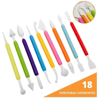 Kit Estecas Ferramentas Modelar Confeitaria Biscuit Artesanal Esculturas Boleador Modelador em Oferta na Shopee