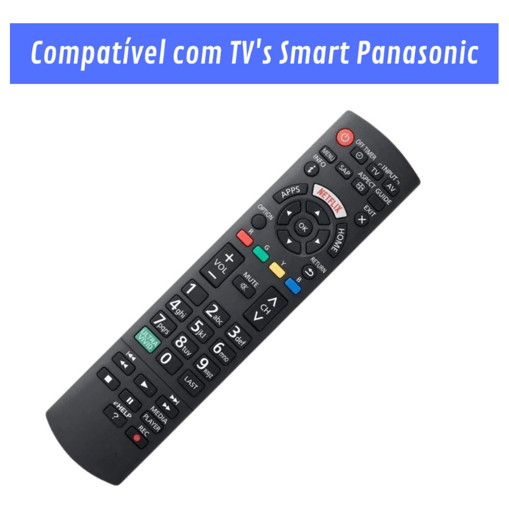 Replacement Remote For Panasonic TV - N2QAYB000485 / N2QAYB000570 - Fits TC-P50C2, TC-L37U22, TC-L37X2