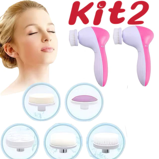 Kit 2 Escova Elétrica Limpeza Massageadora Facial Esfolia ção 5-em 1  MARISA em Oferta na Shopee