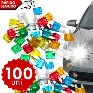 Kit 100 Fusíveis Fusível Mini Para Carro Moto Caminhão Faróis 5A a 30A Universal Padrão