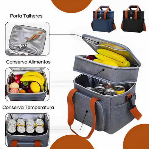 Bolsa Térmica Para Marmita Lancheira Isotérmica Com Alça 13l Duas ...