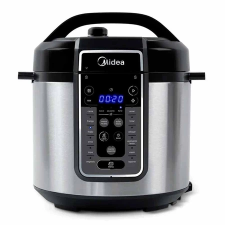 Panela de Pressão Elétrica MasterSteam Midea Preta e Inox PPG70S