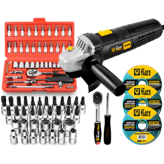 Kit Esmerilhadeira Angular Profissional 4.1/2 Com Acessórios Preto The Black Tools