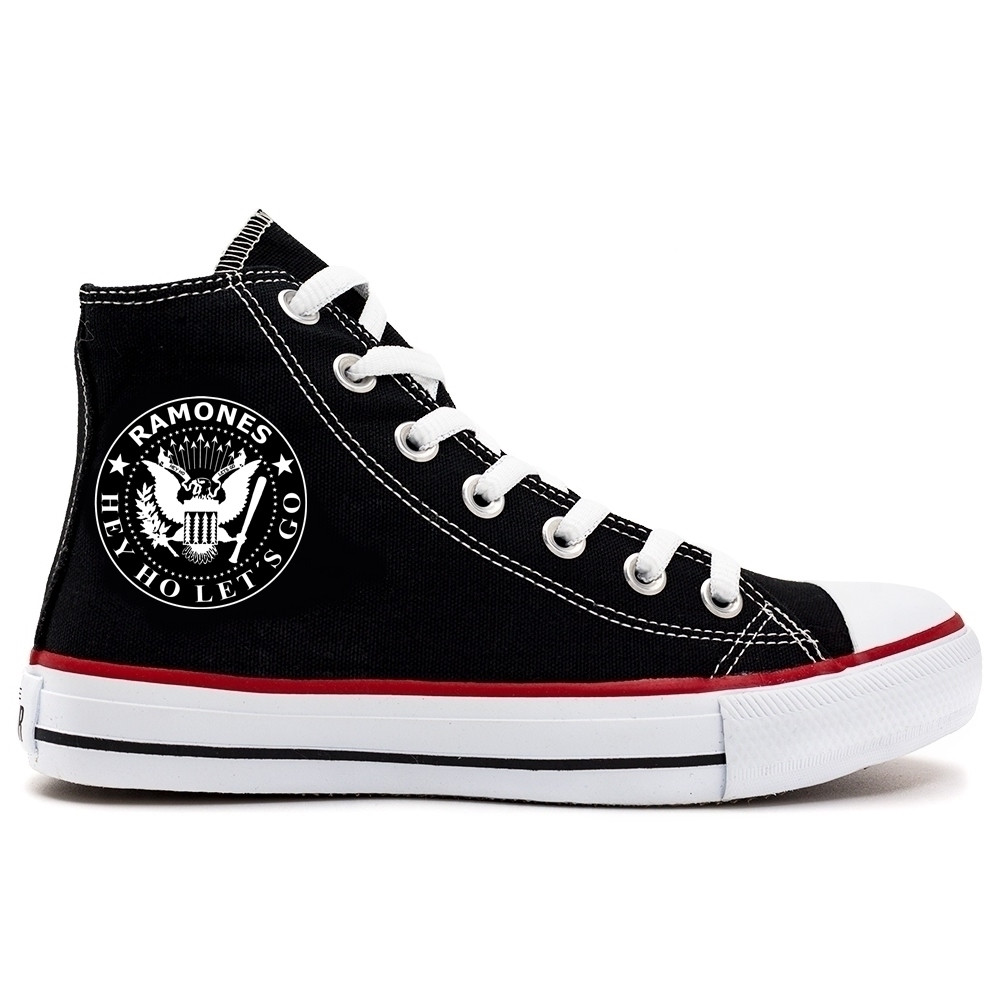 Tênis Masculino Feminino Estampa Banda Ramones Hey Ho Let's Go Cano Alto
