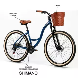 Bicicleta Aro 29 Feminina Kog Urban 21V Cambios Shimano Selim 2 Molas e Cesta