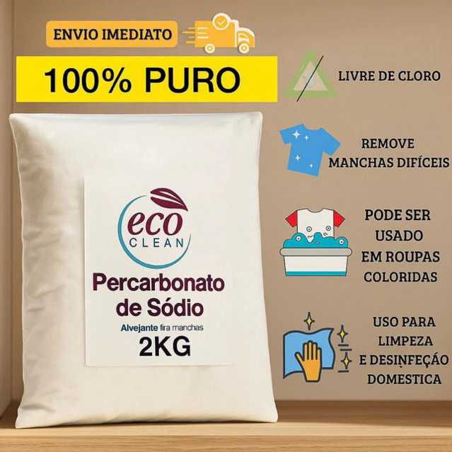 Percarbonato de Sódio 100% Puro Limpeza Em Geral Tira Manchas Roupas Brancas 500g/1kg /2kg - Imagem 2