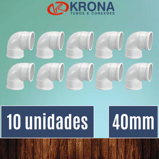 PCT 10 Unds Joelho 40mm Cotovelo 90 graus Esgoto PVC branco - Krona