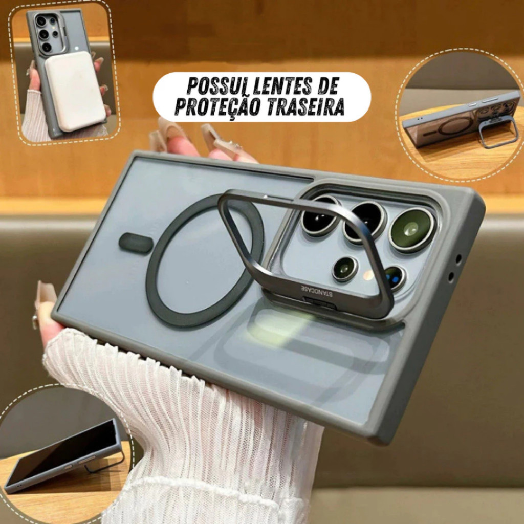 capa Magnética Magsafe + Lentes de proteção suporte p/ Samsung S25Ultra 25 S24 S23 Ultra S23Plus
