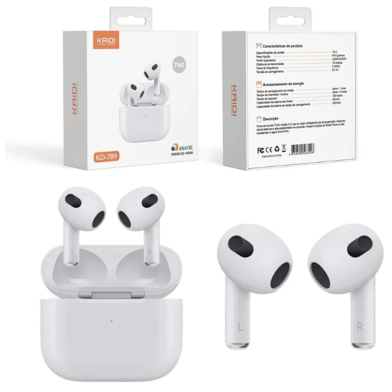 Fone de Ouvido Sem Fio Bluetooth KAIDI KD-789 Original