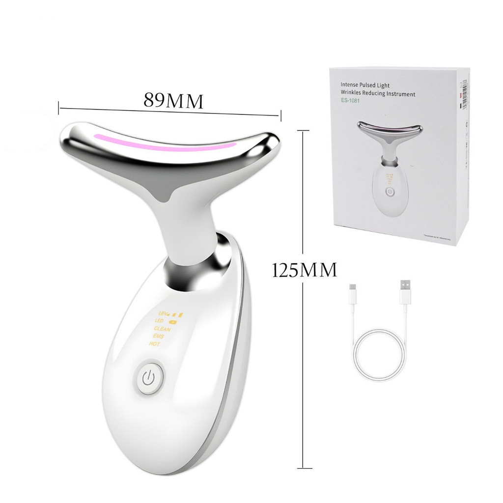 Massageador De Pescoço e Rosto LED Vibração Fototerapia Para Rejuvenescer Firmeza Anti-Rugas