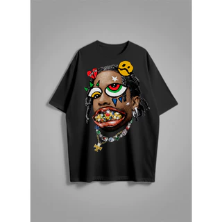 CAMISA TRAVIS SCOTT OVERSIZED UNISSEX CAMISETA CONFORTAVEL MUSICA RAPPER TRAP