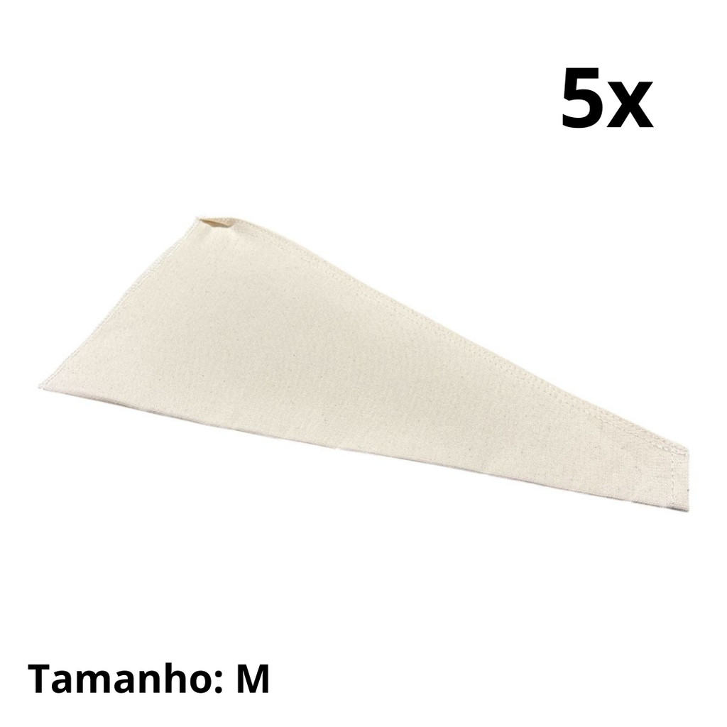 Kit 5 Sacos de Confeitar em Lona Médio Manga Reutilizável
