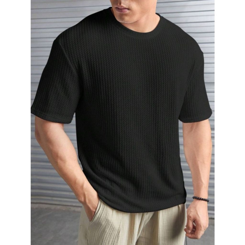 Camiseta Oversized Casual Básica Lisa Reta Texturizada