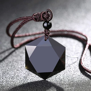 Colar Masculino em Cristal de Obsidiana Negra - Pingente Estrela para Sorte e Proteção, Joia de Amor e Energia