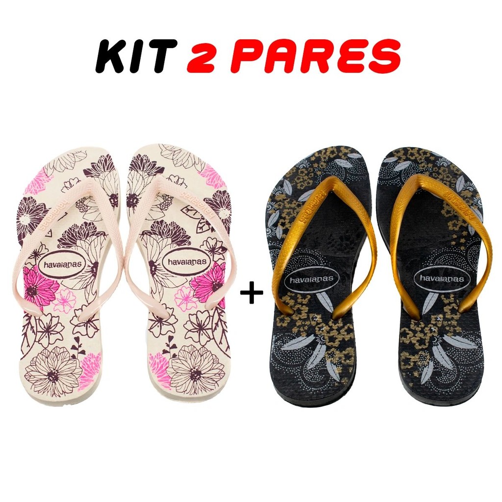 Kit 2 Chinelos Feminino Havaianas Flores MEGA PROMOÇÃO | Shopee Brasil