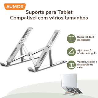 Suporte para Notebook Dobrável de Ferro Ajustável 6 Níveis Ergonômico Portátil Antiderrapante