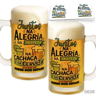 caneca de chopp personalizada vidro Liso Jateado Liso Cerveja 400ml 500ml - Juntos na Alegria