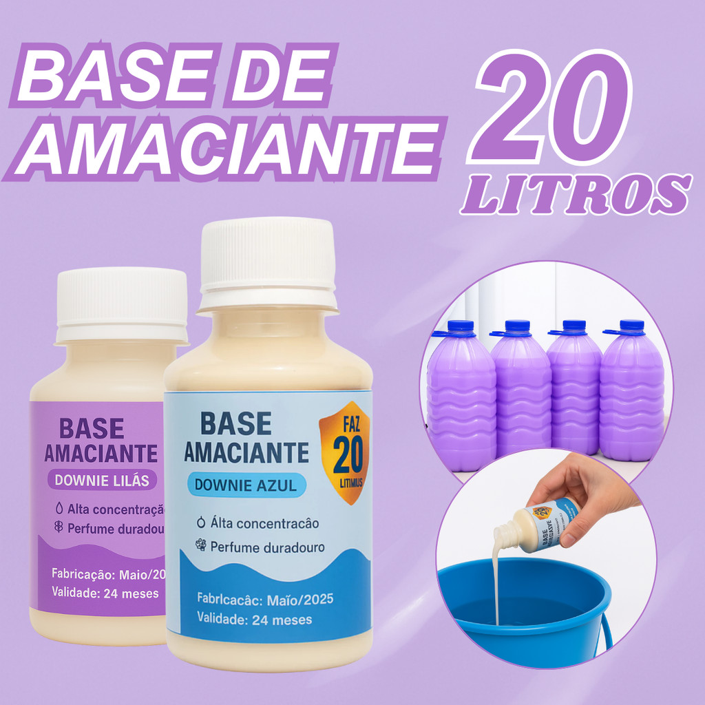 Base Amaciante Concentrada 100ml Faz 20 litros perfumada tipo DOWNYEX ...