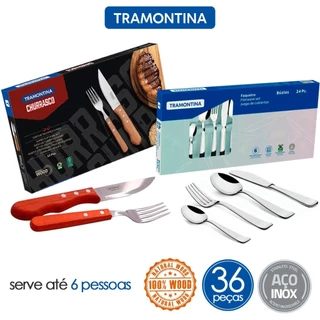 Jogo de Talheres Tramontina Búzios e Jumbo 36 peças Mesa e Churrasco em Oferta na Shopee