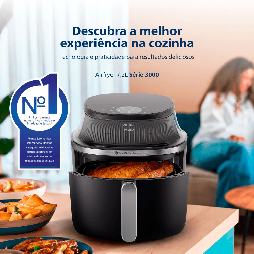 Fritadeira Airfryer Philips Walita NA341 00 110v 7 2L Com Visor Digital Série 3000 1800W