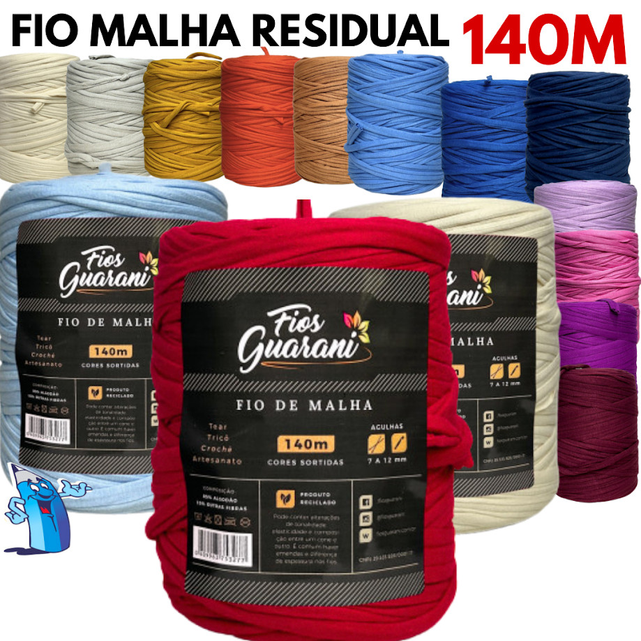 FIO DE MALHA RESIDUAL 140 METROS LISO CORES VARIADAS UNIDADE ARTESANATO ...