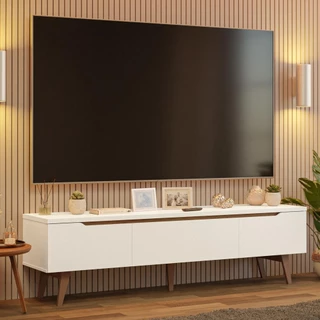 Rack para TV até 80 Polegadas 180cm 2 Portas 1 Gaveta Branco/Rustic Doha Madesa em Oferta na Shopee