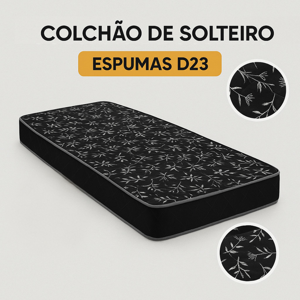 Colchão Espuma Solteiro D23 Firme Confortável 1,88x78x12 cm