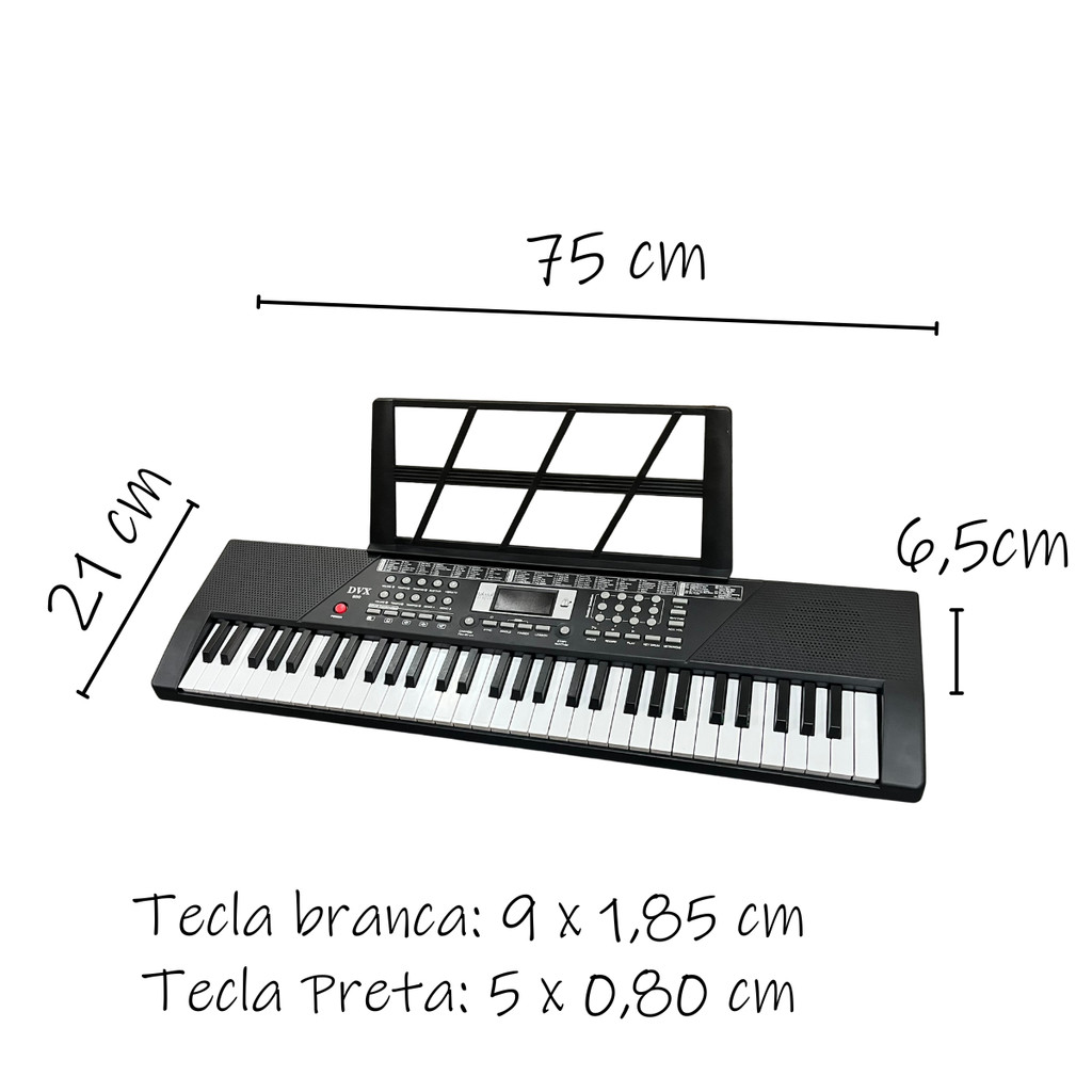 Teclado Musical Iniciante DVX600 c/ tela LCD bivolt 61 teclas 5