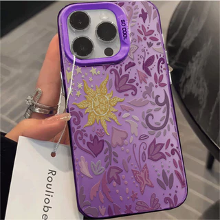 Estilo Rapunzel Sol Flores Capinha Capas Foscas Para iPhone 13 11 12 14 15 16 17 Pro Max Normal
