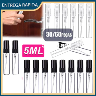 30/60x 5ml Frasco de vidro para embalagem de Perfume Frasco de Spray portátil para viagem Bocal de plástico em Oferta na Shopee