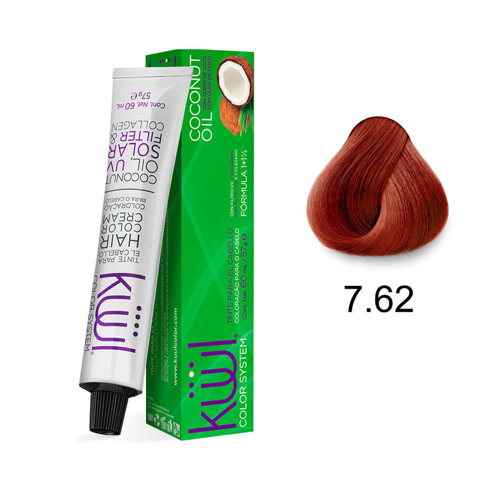 Coloração Kiwi Color System 7.62 Ruivo Vermelho Perolado - NÃO