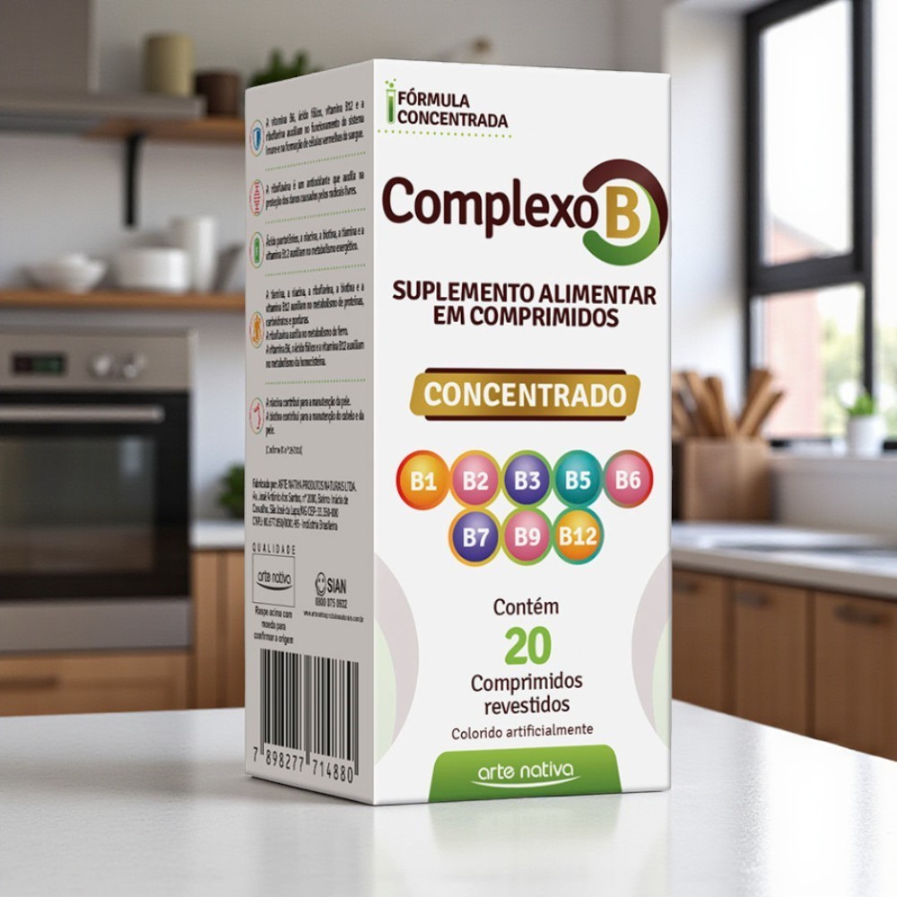 Polivitamínico Complexo B Concentrado 20cp Vitaminas B1, B2, B3, B5, B6 ...