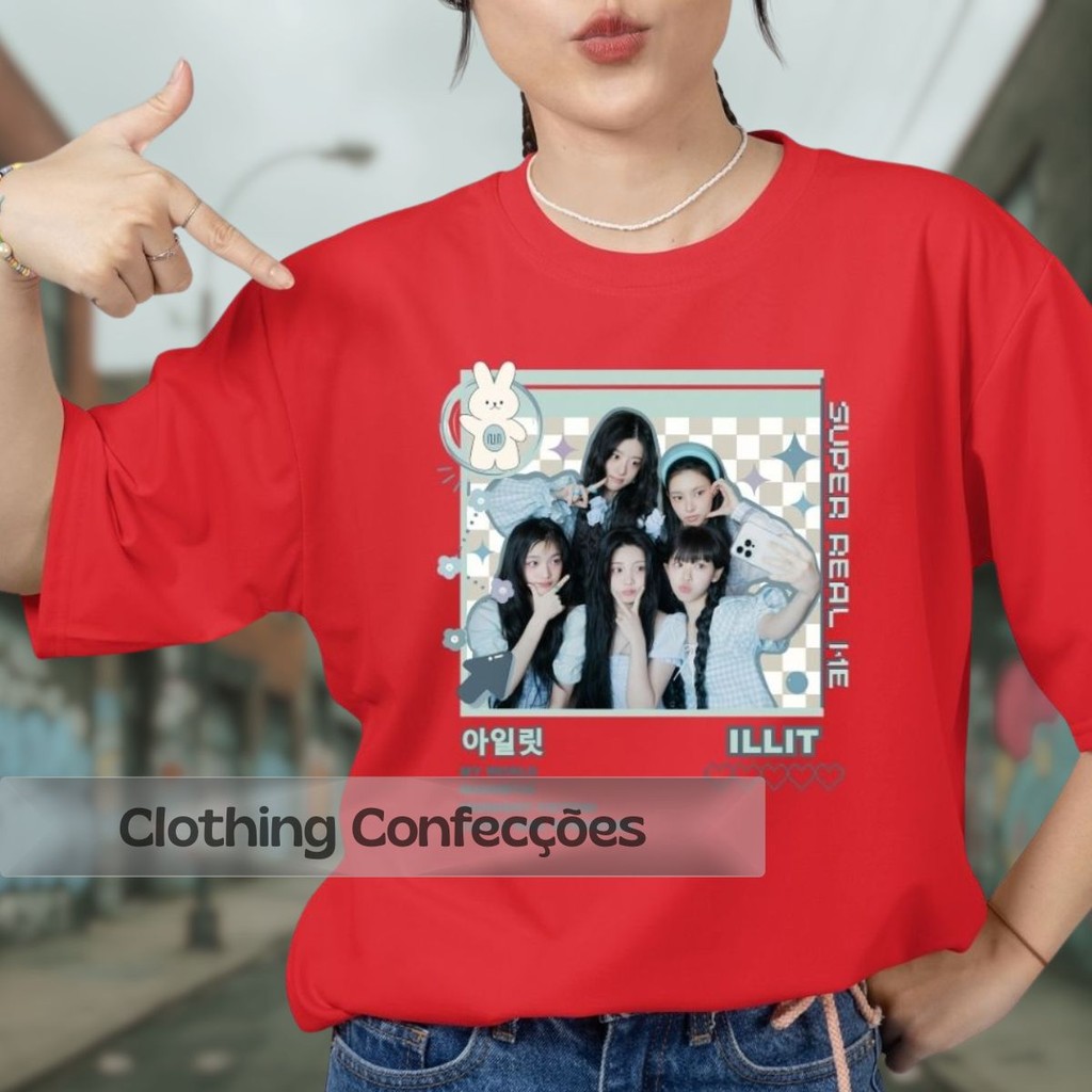 ILLIT kpopmerch SHOPEE 50枚 Camiseta Tshirt Illit Banda De Kpop Girl Group Album Magnetic