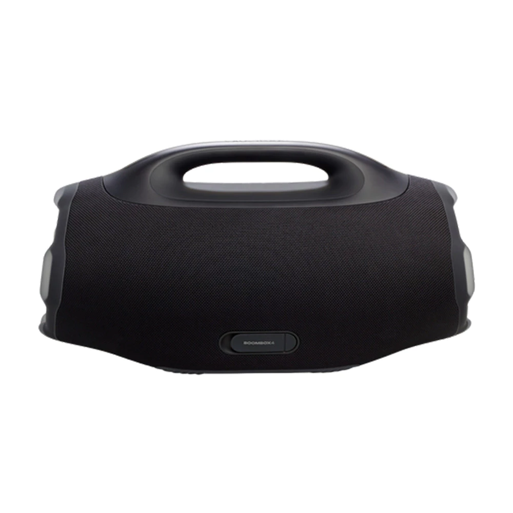 Vista frontal da caixa de som JBL Boombox 4 com foco no detalhe da alça e corpo