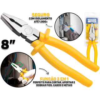 Alicate Universal 8" Isolado 1000V Tramontina Profissional P/ Eletricista Cortar Dobrar E Apertar