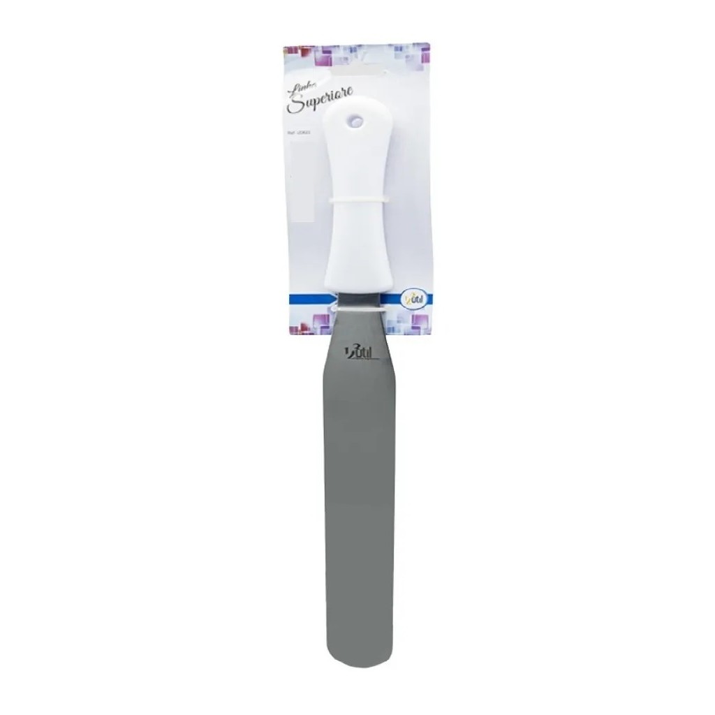 Espátula de confeiteiro reta aço Inox 8" Cabo branco 33