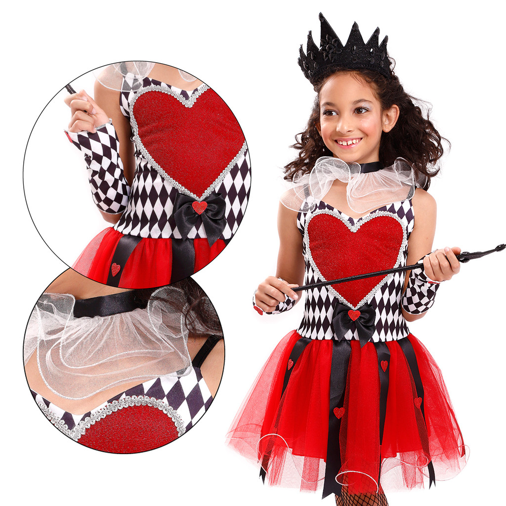 Fantasia Dama de Copas Luxo Infantil Menina + Brinde Coroa Tule Glitter ...