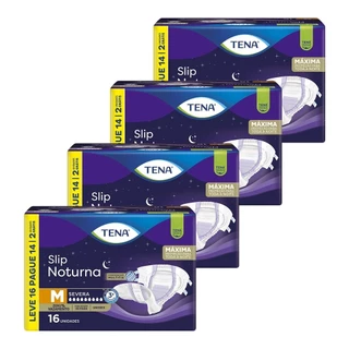 Fralda Descartável Adulto Tena Slip Noturna Leve 16 Pague 14 - 4 Pacotes com 16 Fraldas - Total 64 Tiras em Oferta na Shopee