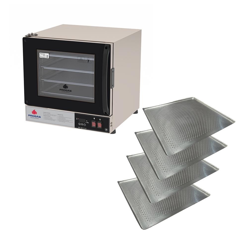 Forno Turbo Prp-004 Plus 220v Preto Progás + 4 Assadeiras Ci