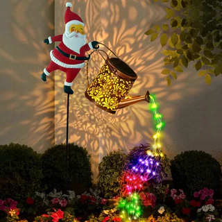 Natal Chaleira Solar Luzes Jardim Gramado Decorativas Santa Lâmpada À Terra LED Da Noite Ao Ar Livre Decoração Do