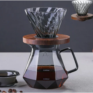 Coador de Café em Vidro com Base de Madeira – 1 a 4 Xícaras