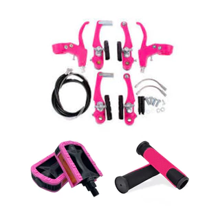 Kit Manopla + Freio Nylon + Pedal Metal 1/2 Bike Aro 20-26