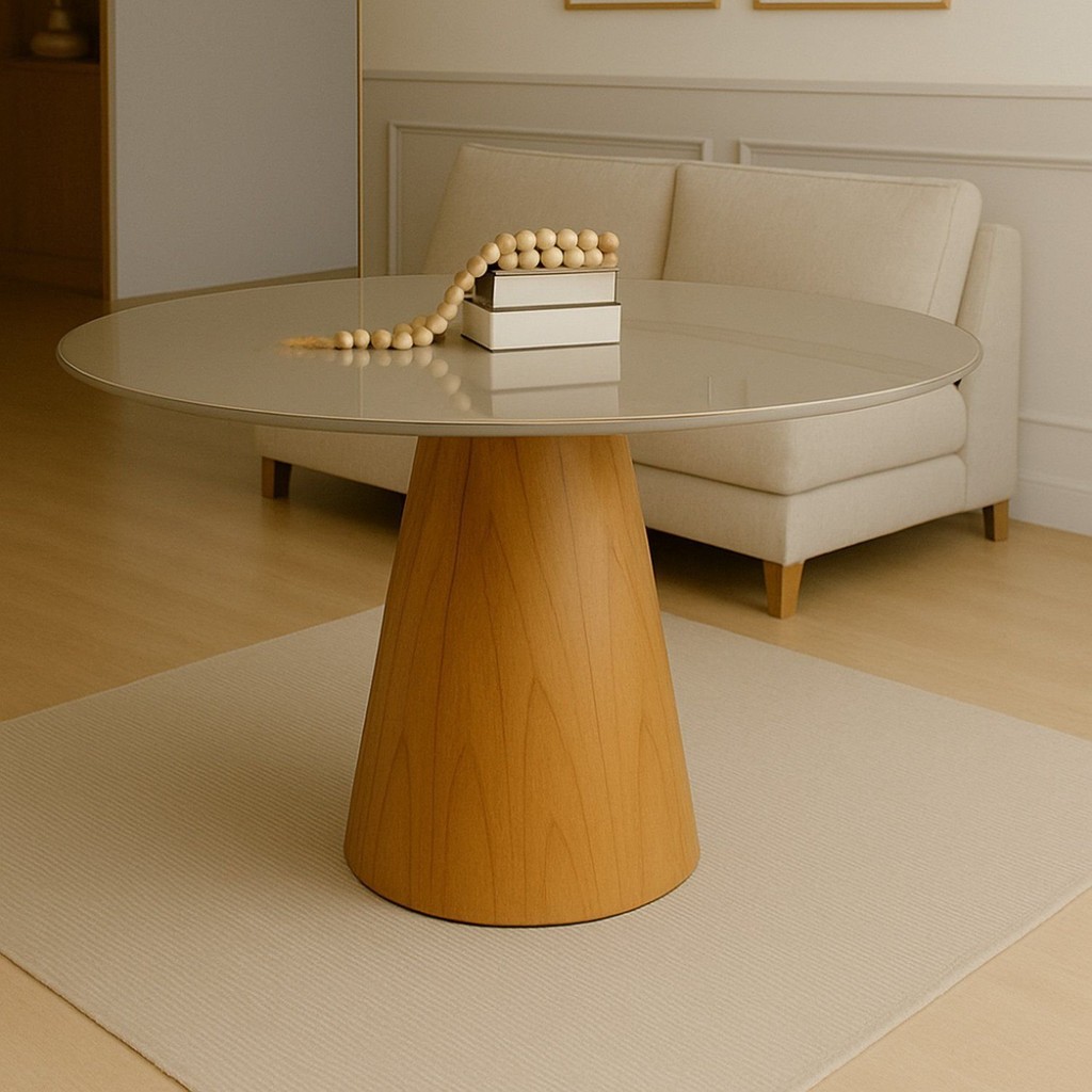 Mesa de Jantar Cone Redonda Laminado em Madeira 120cm Cairo | Shopee Brasil