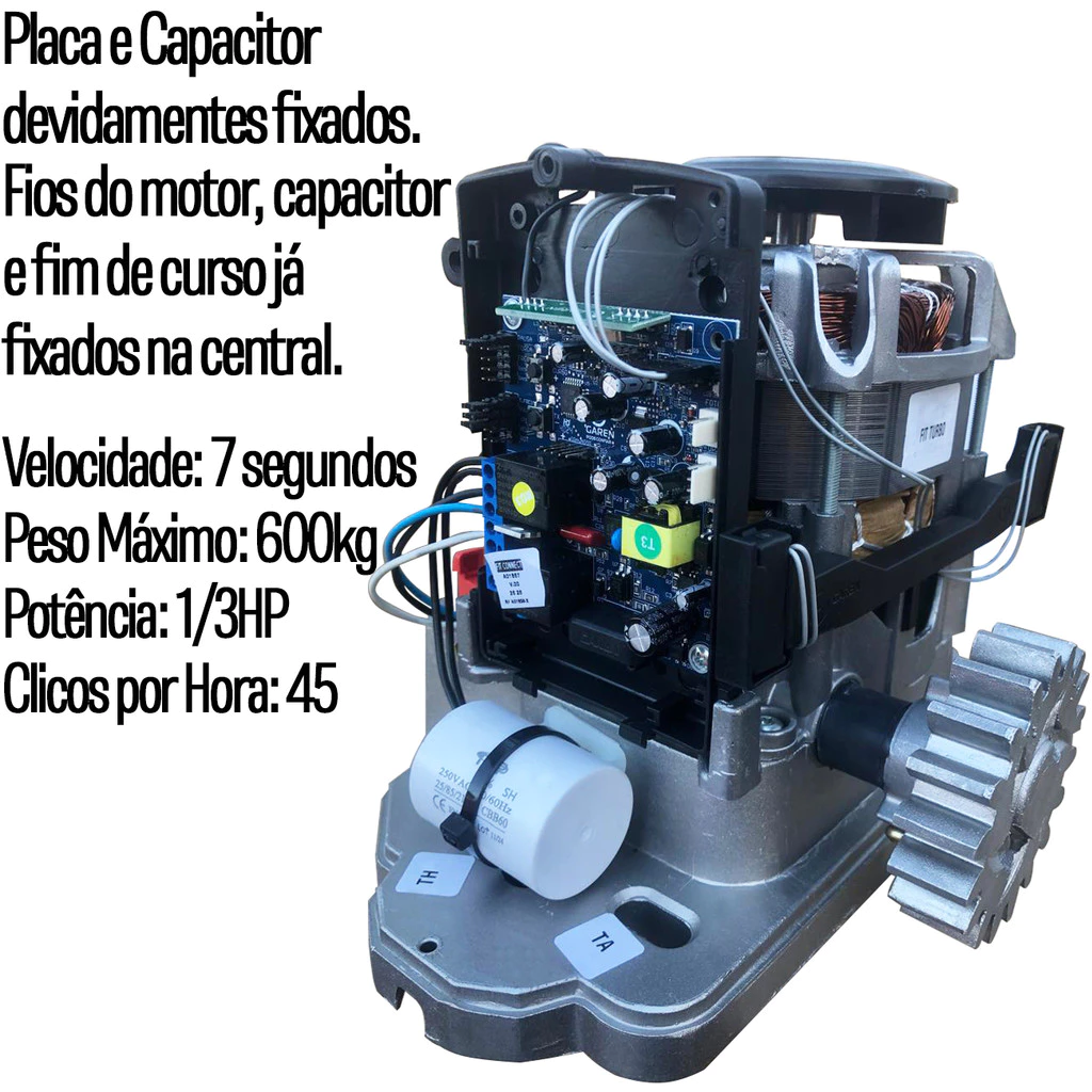 Motor Automatizador Deslizante 600kg 7s 1/3hp Kdz Fit Turbo Wifi App 5m Cremalheira Garen