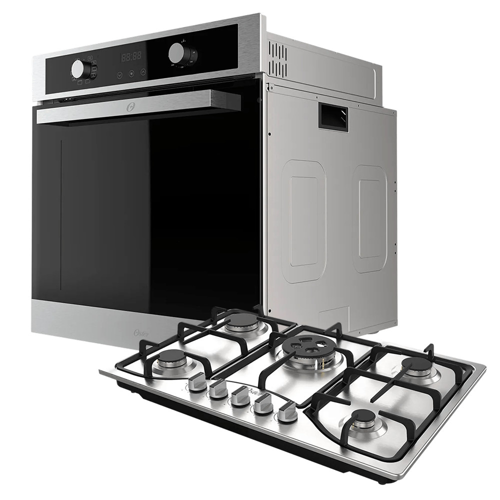 Kit Inox Cooktop a Gás 5 Bocas e Forno de Embutir 74L | Shopee Brasil