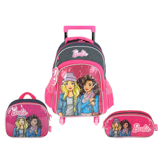 Kit Mochila De Rodinhas LED Lancheira Estojo Barbie Fashion em Oferta na Shopee