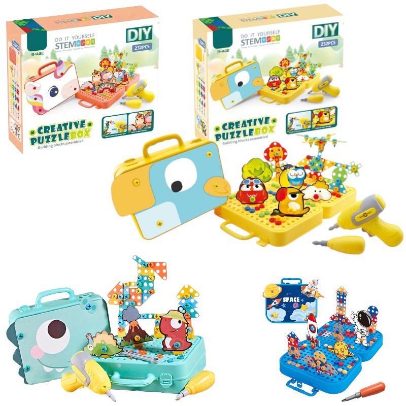 Maleta Infantil De Ferramentas Montar Blocos E Construir Brinquedo